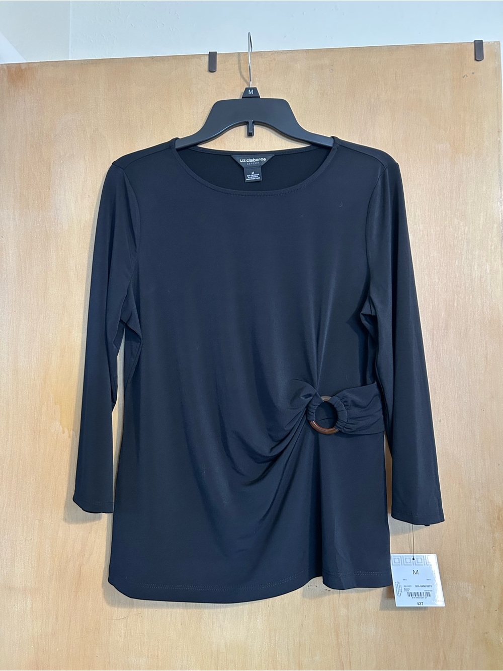 Liz Claiborne Black Crewneck Career Top Medium New Tags!!!